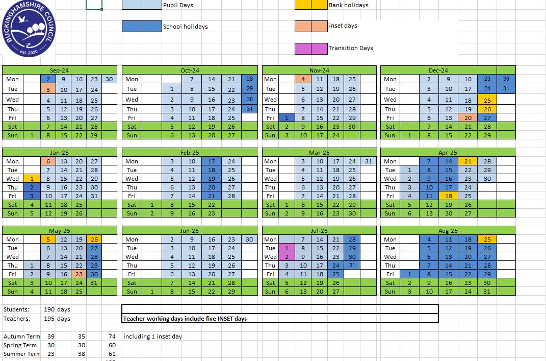 Term dates 2024-25